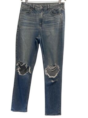 American Eagle Strigid Mom Jeans High Rise Distressed Ripped Vintage Y2K Denim
